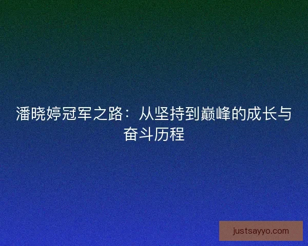 潘晓婷冠军之路：从坚持到巅峰的成长与奋斗历程