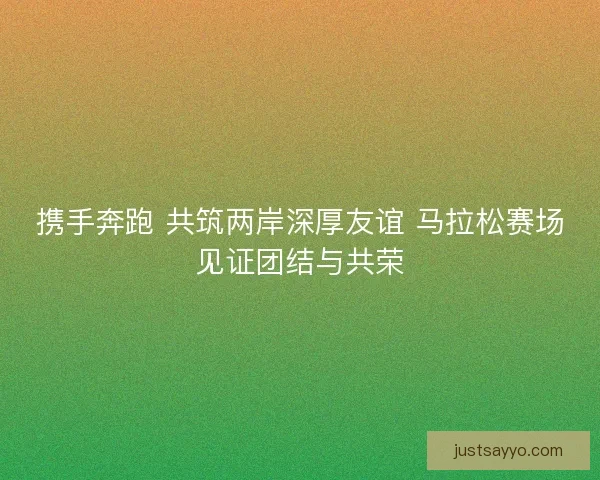 携手奔跑 共筑两岸深厚友谊 马拉松赛场见证团结与共荣